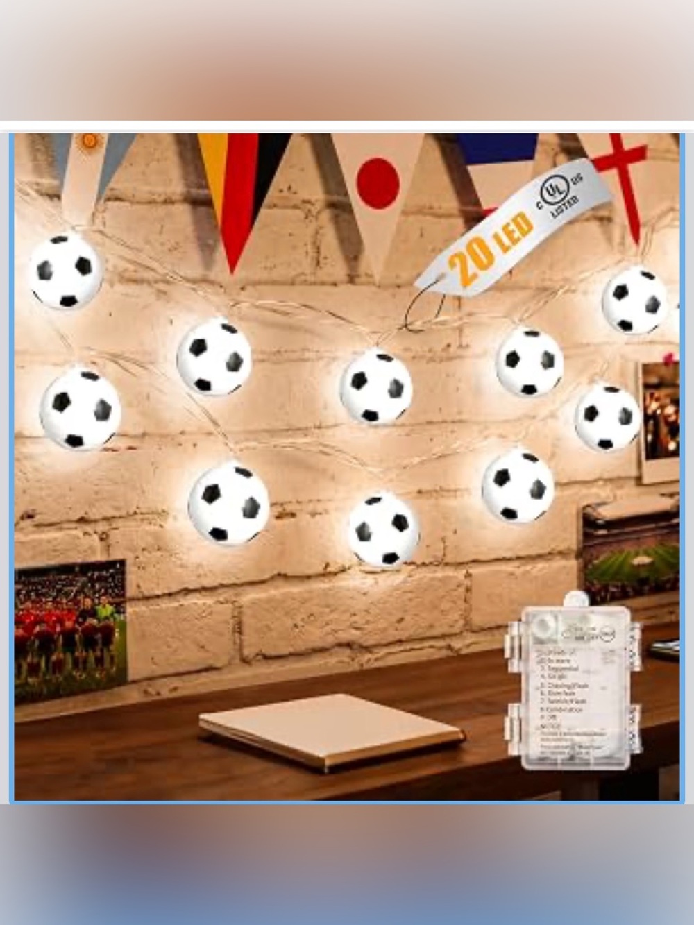 New Open Box Brightown Soccer Decoration, 11FT 20LEDs Soccer String Lights Clear